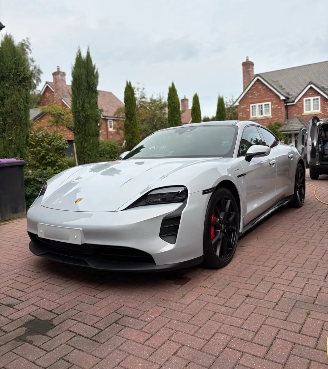 Silver Porsche Taycan after an Empire detail